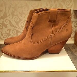 Frye Tan Ankle Boots Western Style